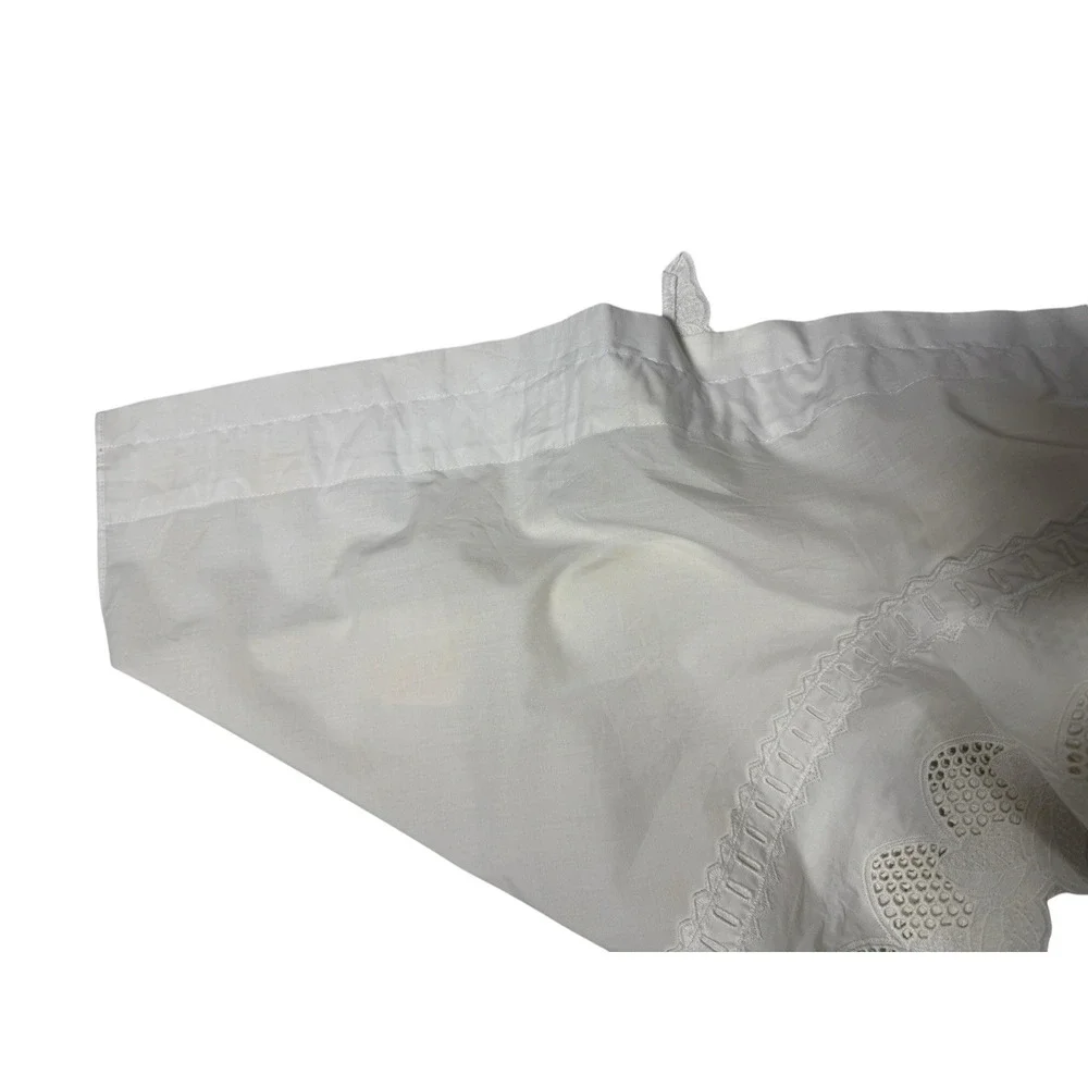 Vintage Set Left & Right Swag Valances Pair Cotton White Strawberry Lace Trim